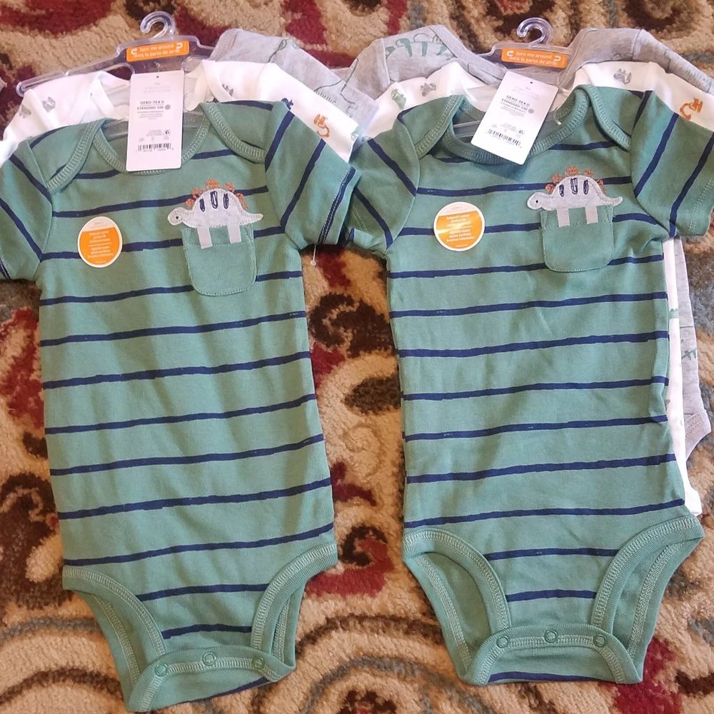 Carter's Baby Unisex Dinasaur 3-piece Body Suit (Includes 2 Sets) Size 9months